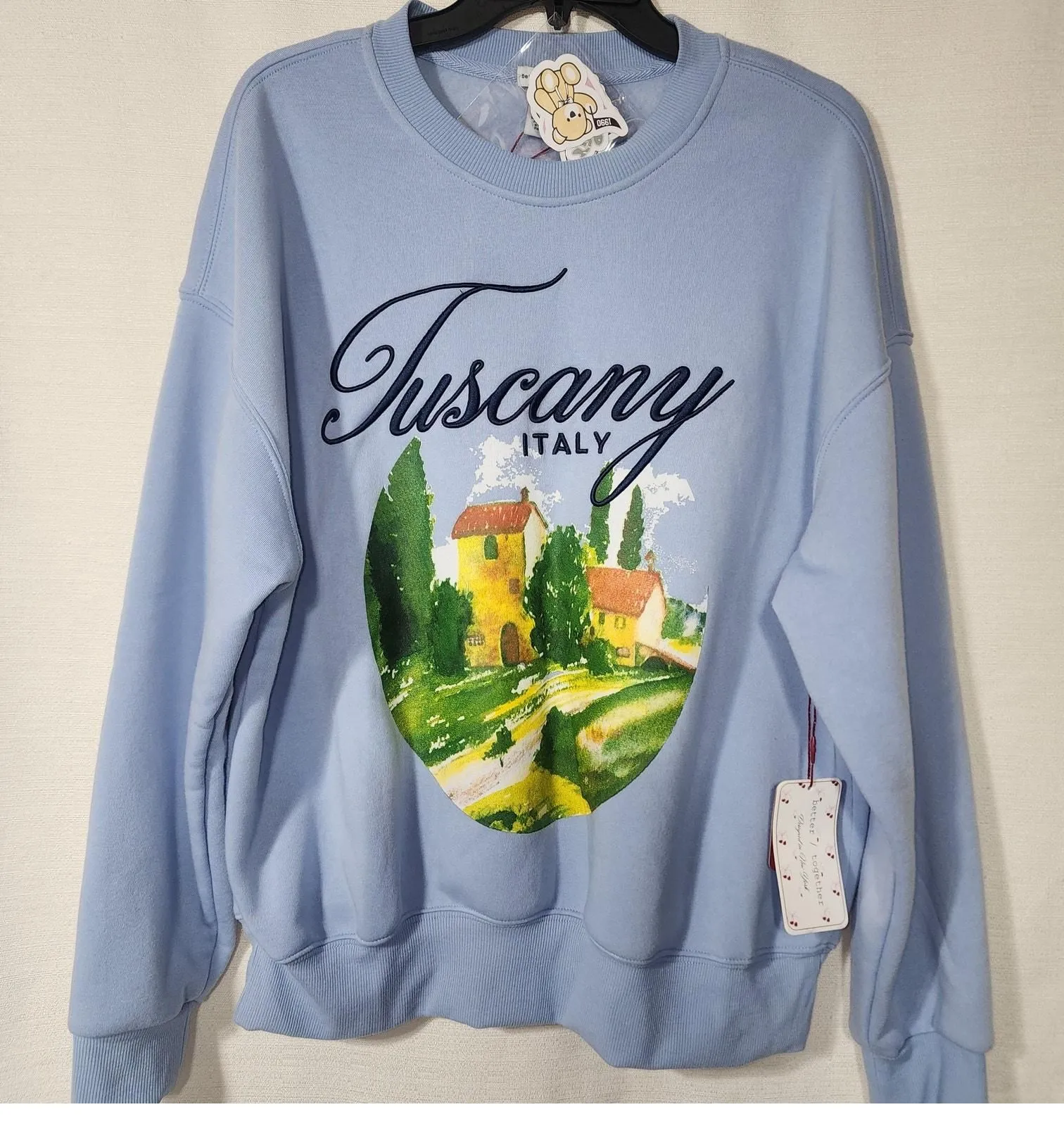 Product image for Tuscany Italy women's size Large blue sweatshirt - new-with-tags - Italy