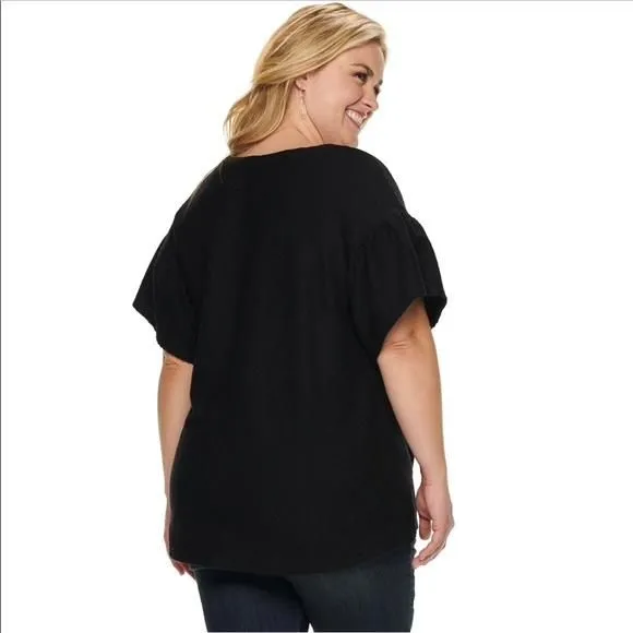 Product image for  0X or 1X Amethyst bell sleeve top