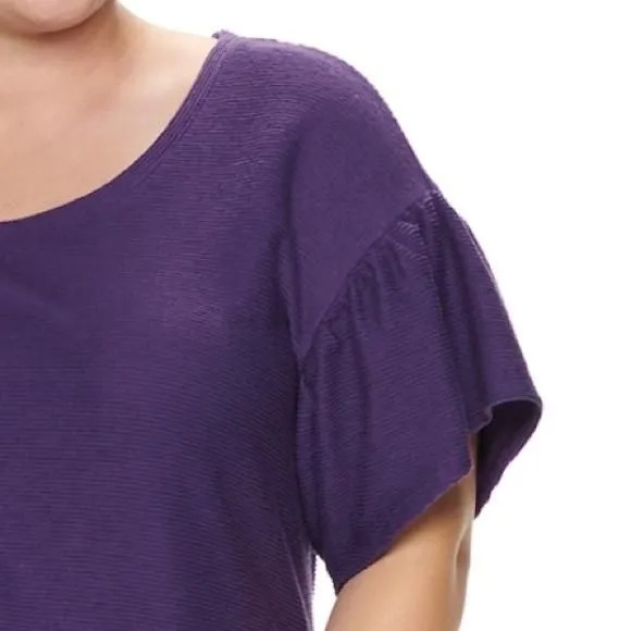 Product image for  1X or 2X red bell sleeve ribbed top