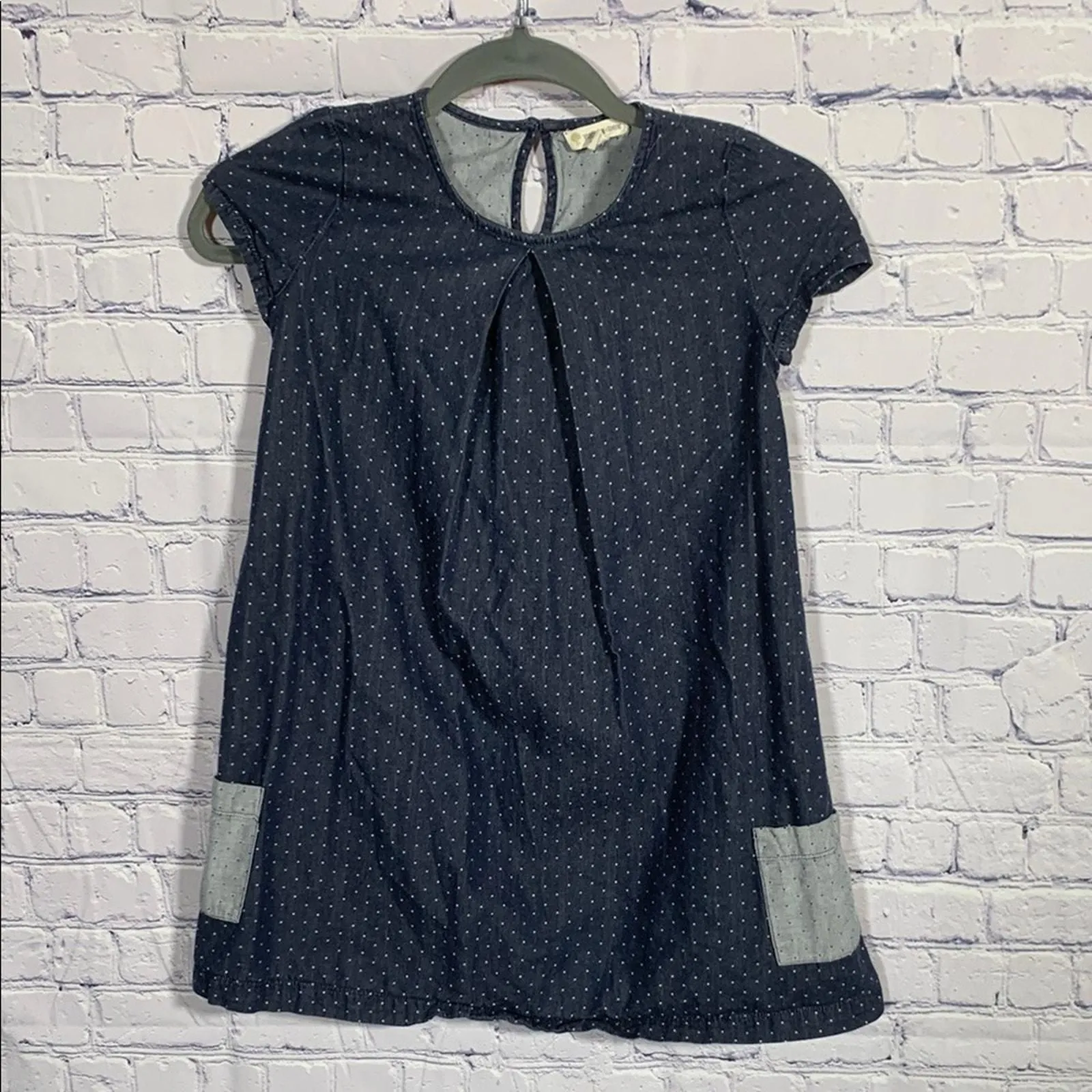 Product image for Tucker + Tate Girls Dress Polka Dot Blue Chambray Size 8 - pre-owned---excellent - Tucker + Tate