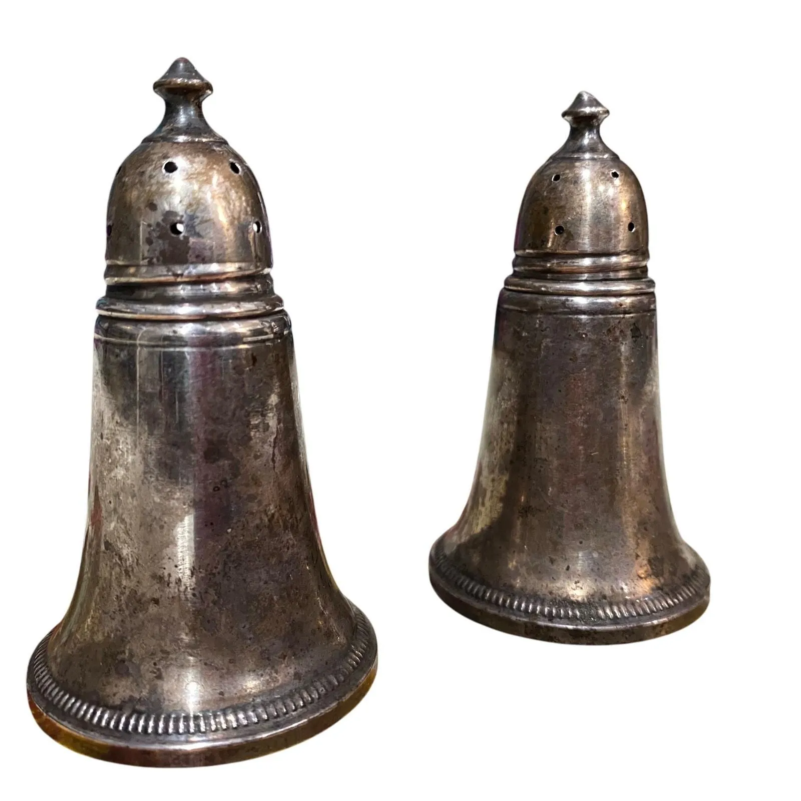 Product image for Sterling Silver Salt and Pepper Shakers Set of 2 Weighted Vintage Shakers - pre-owned---good