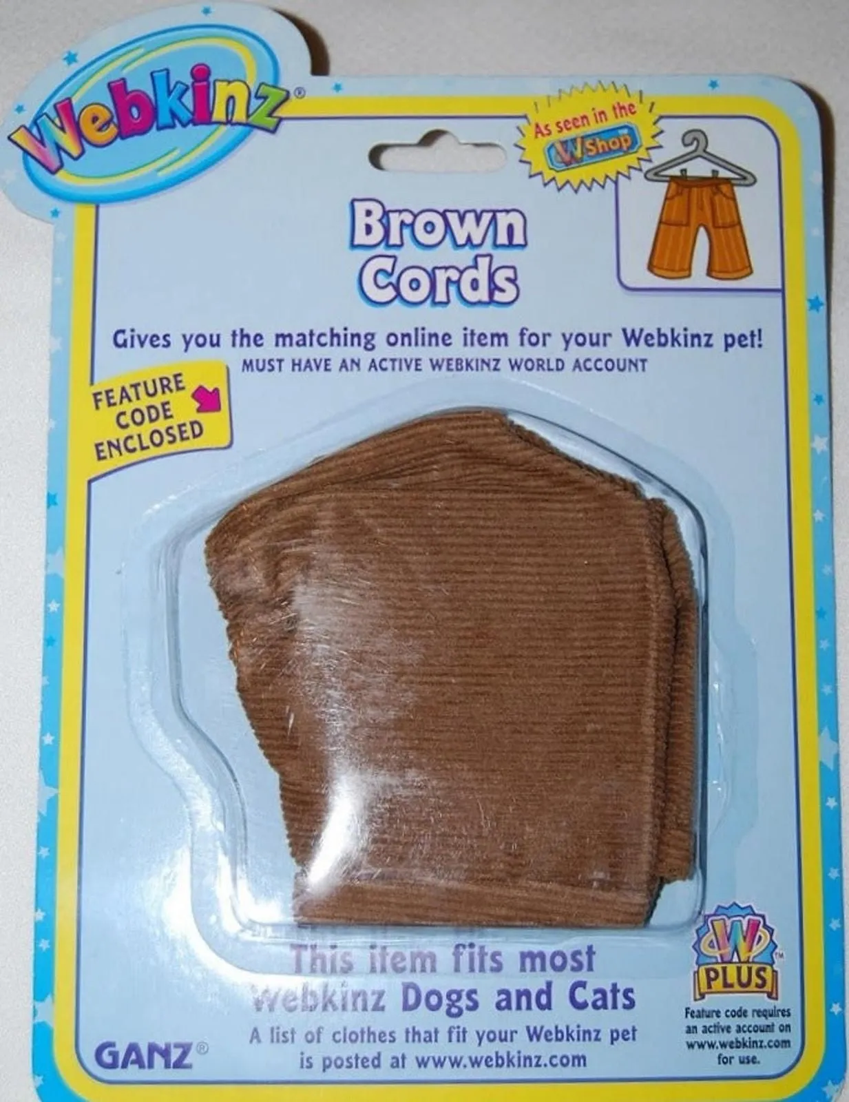 Product image for Webkinz Plush Pet Animal Clothing Brown Cords Pants By Ganz Web000306 - new
