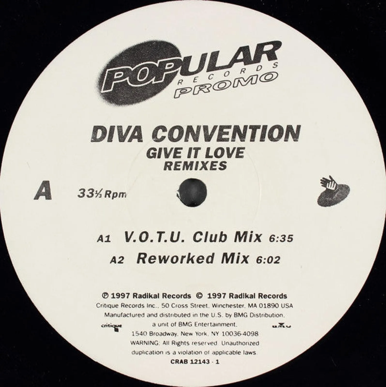 Product image for Diva Convention - Give It Love (Remixes) (12", Promo)