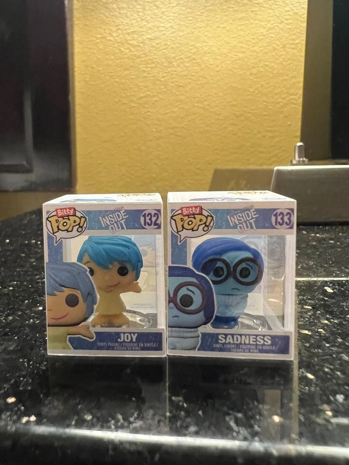 Product image for RARE CHASE BITTY Joy & Sadness Inside Out Disney Pixar Funko Pops #132 #133 Amy