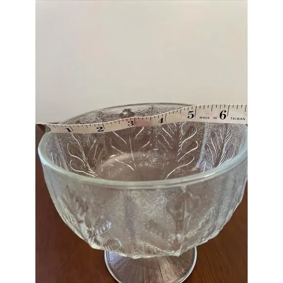 Product image for Vintage FTD 1975 Clear Glass Pedestal Vase Planter Compote Dish Oak Leaf Design