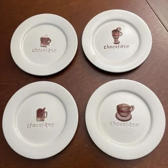 Product image for PAI Dessert Plates Set Of 4 Different Chocolate Drinks On Each One SWEETS