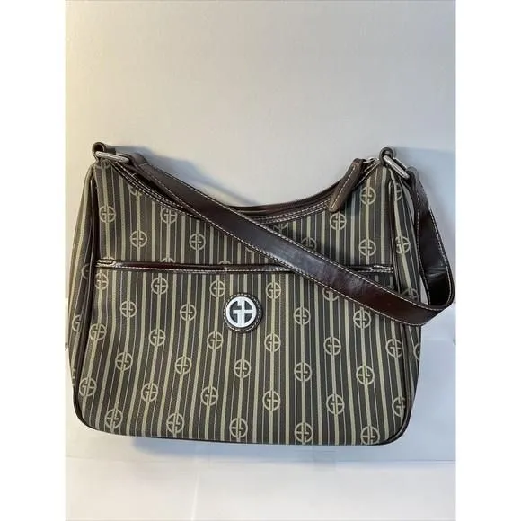 Product image for Giani Bernini Signature Striped Ladies Handbag Brown Taupe Shoulder Bag Purse