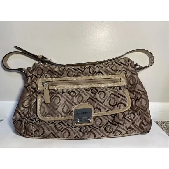 Product image for Liz Claiborne Shoulder Handbag, Purse, Medium, Beige, Pockets, Zipper, Bag LC