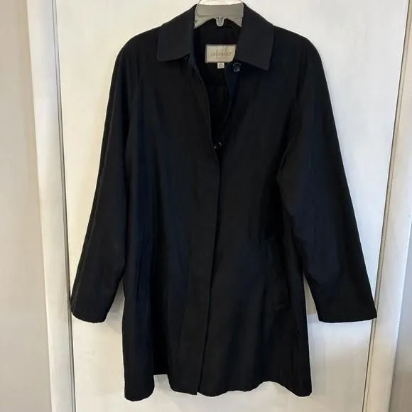 Product image for London Fog LF Black Trench Coat hidden button up size Large regular