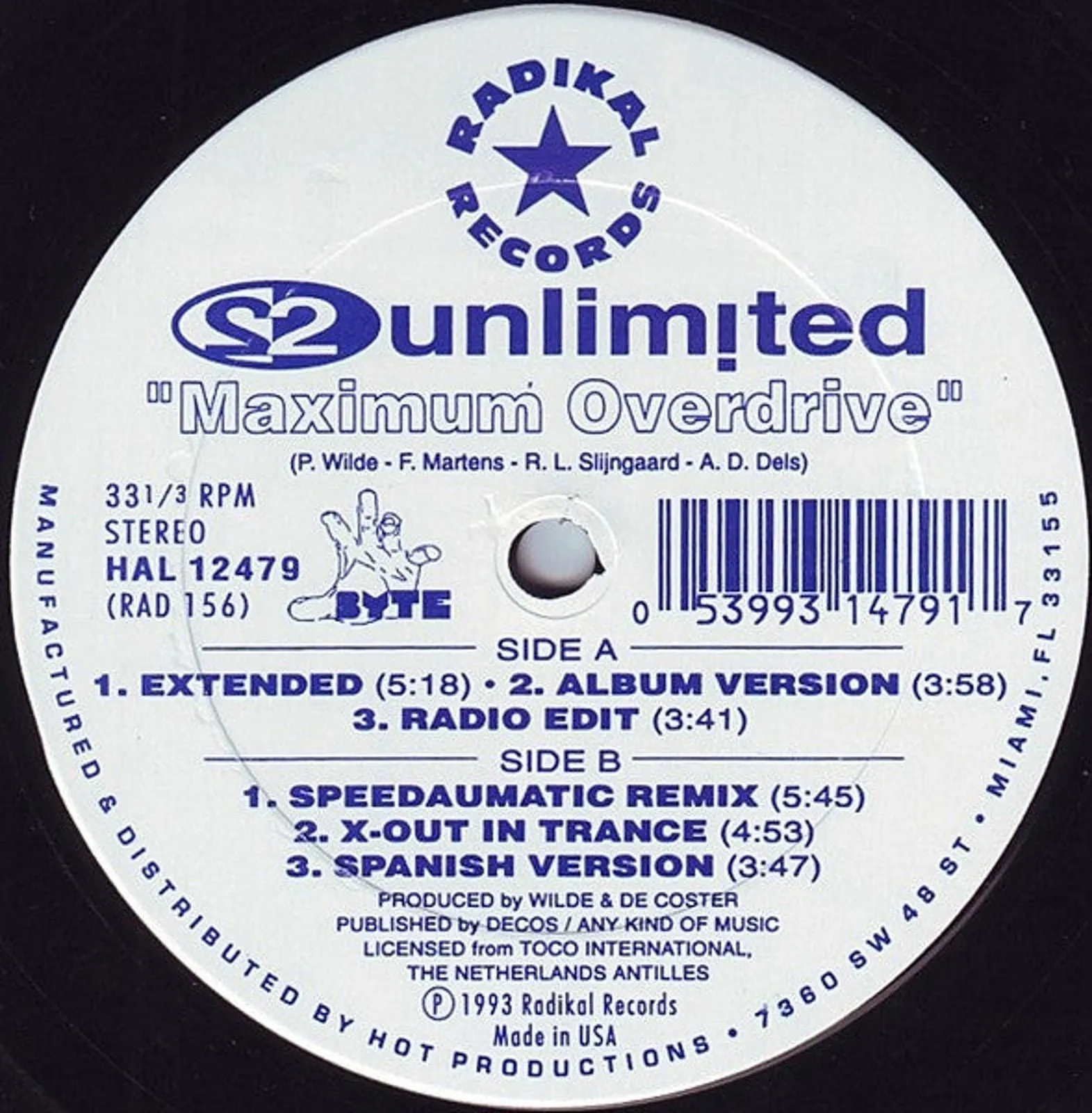 Product image for 2 Unlimited - Maximum Overdrive (12")