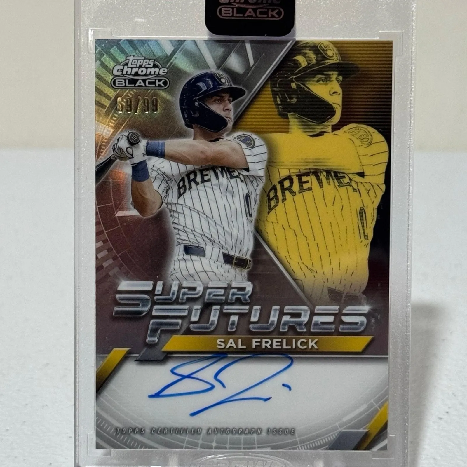Product image for 2025 TOPPS CHROME BLACK SUPER FUTURES SAL FRELICK AUTO /99 BREWERS