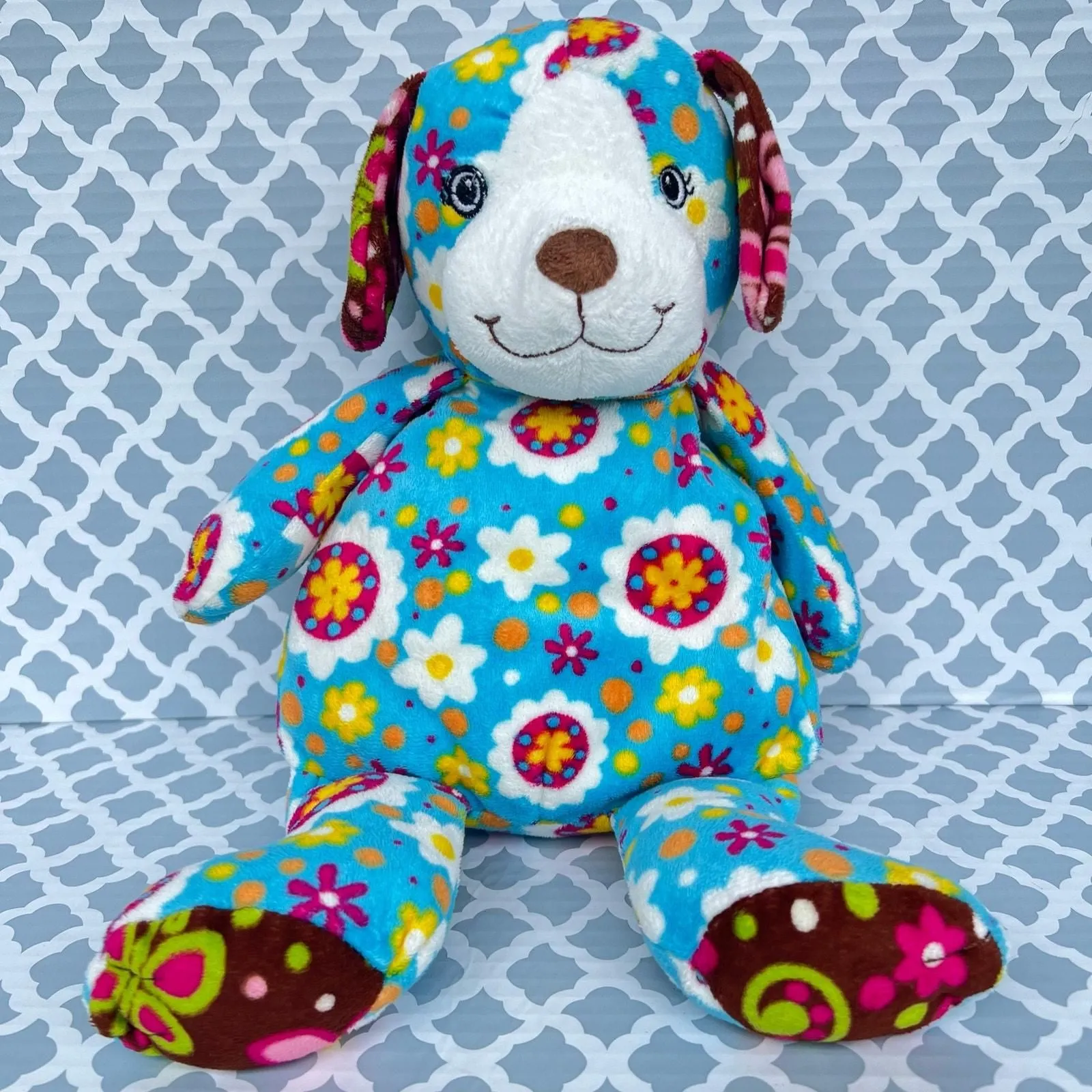 Product image for Mary Meyer Print Pizzazz Blue Floral Sunny Puppy Dog Pre-Loved - dog - used