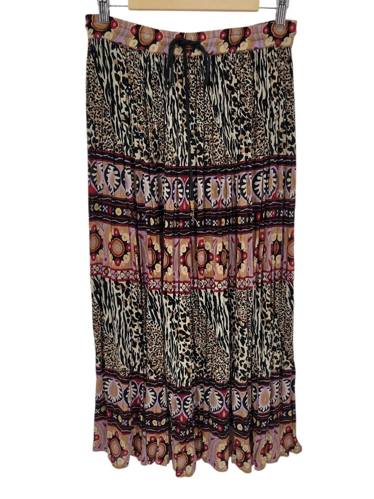 Product image for Boho Peasant Maxi Skirt Patchwork Animal Print Women’s Festival Hippie Size M - Sag Harbor