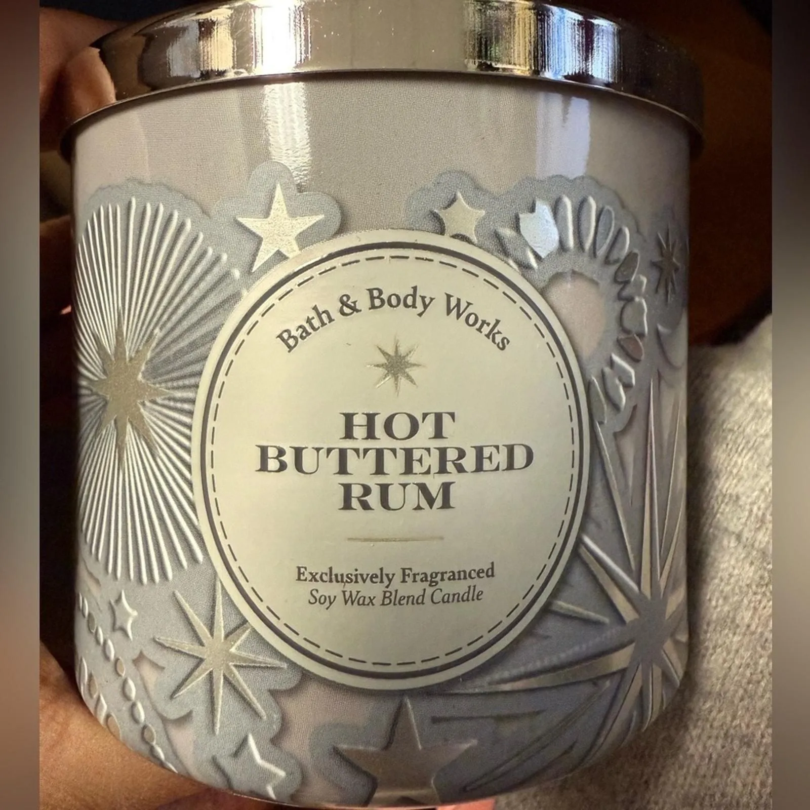 Product image for Bath and body works HOT BUTTERED RUM 3 Wick Candle holiday packaging