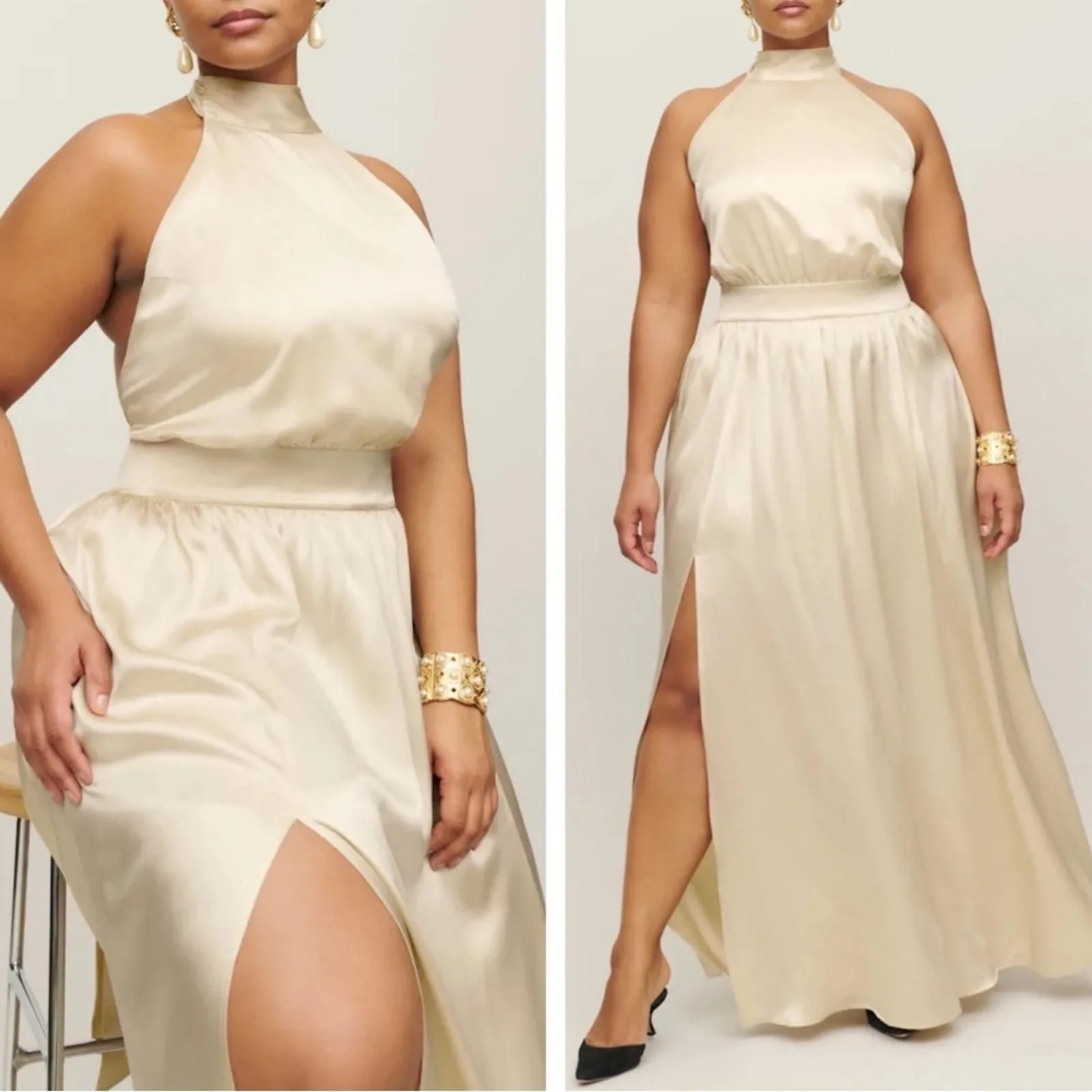 alani silk dress reformation Reformation Alani Silk Maxi Dress - Brown