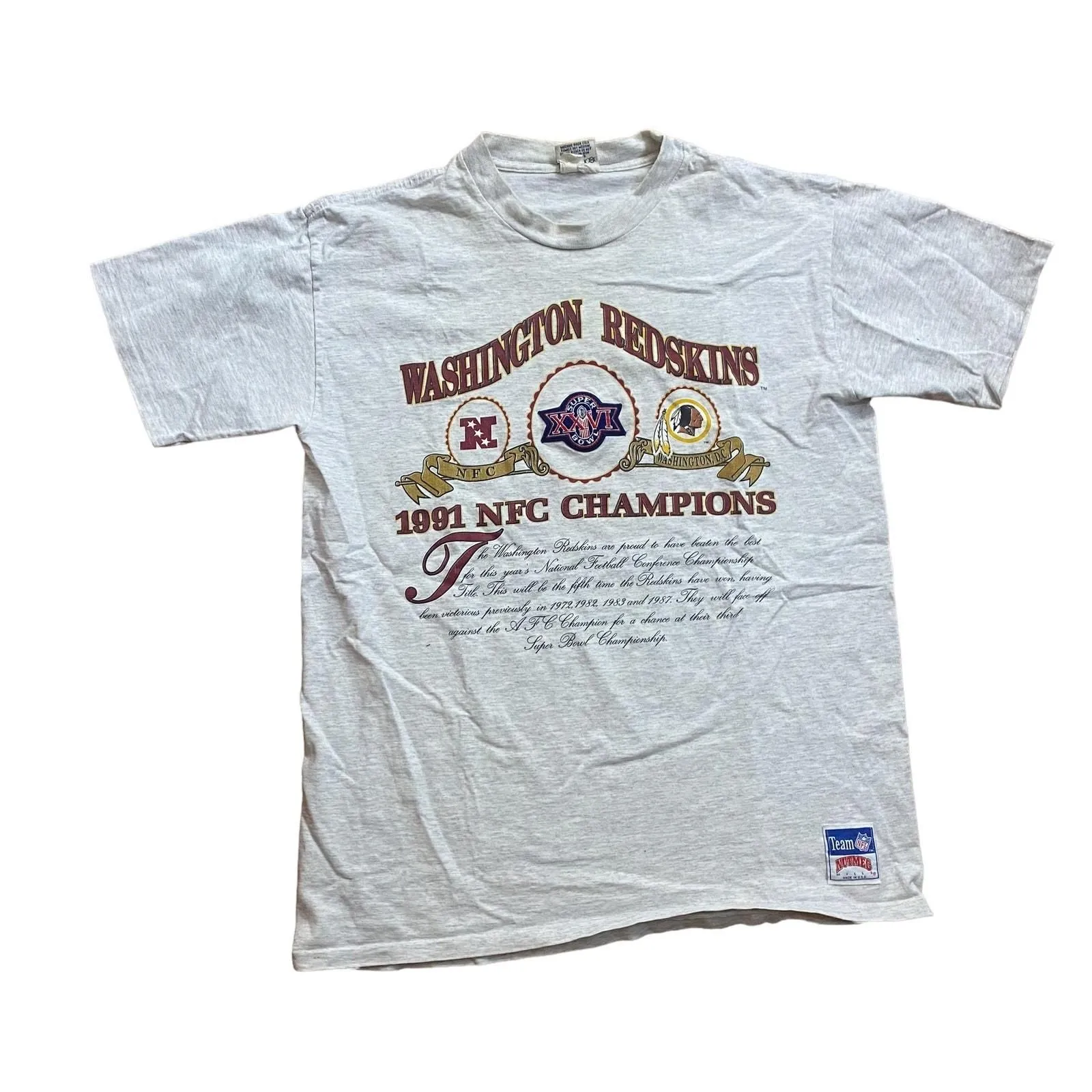 Product image for vintage nutmeg mills Washington football team tee size XL - pre-owned---good - Nutmeg