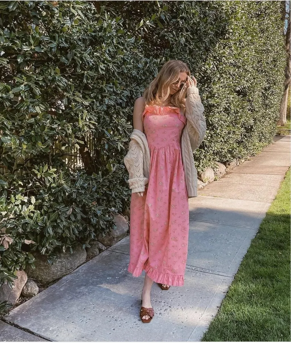 Product image for Doen Wendelin Dress Pink Bouton De Rose size L - pre-owned---good - DÔEN