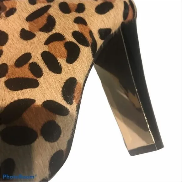 Product image for Iman leopard leather ankle booties NEW without Tag shoes size 9