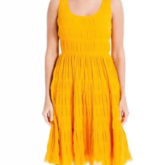 Product image for Max Studio midi dress sunflower yellow sleeveless bohemian fit & flared …