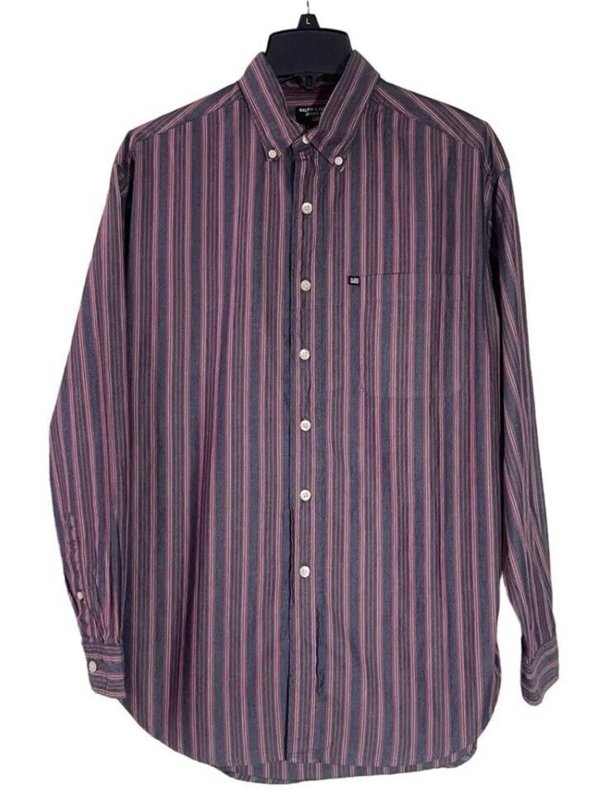Product image for Polo Jeans Company Ralph Lauren Shirt Mens Medium Red Stripes Long Sleeve - pre-owned---good - Polo Ralph Lauren