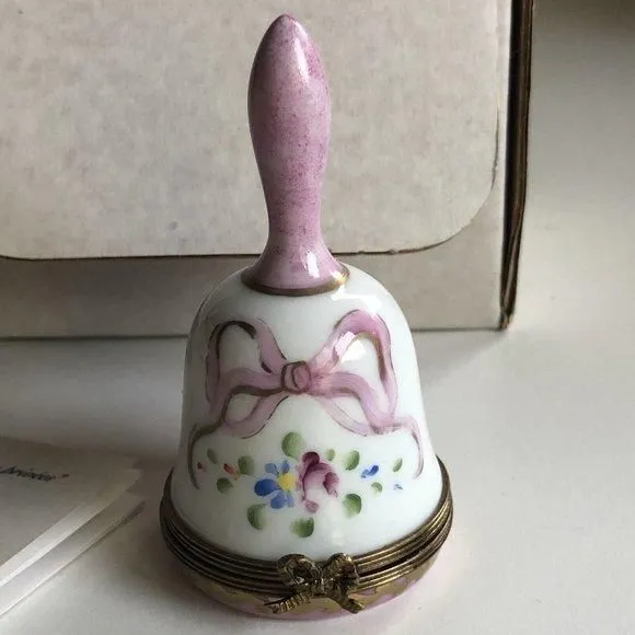 Product image for LIMITED ED. 046/999 Limoges Serge Dumont France Peint Main Floral Bell Trinket