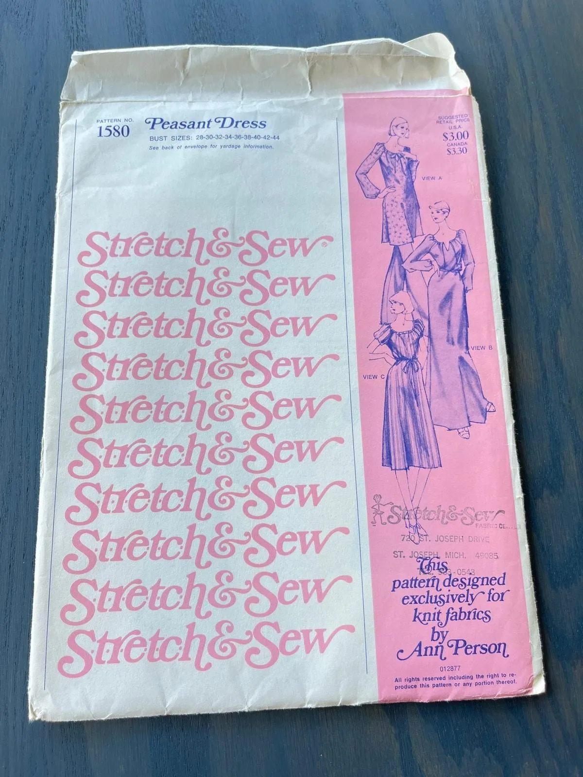 Product image for Stretch & Sew 1977 No 1580 Vintage Peasant Dress Sewing Pattern Uncut - new
