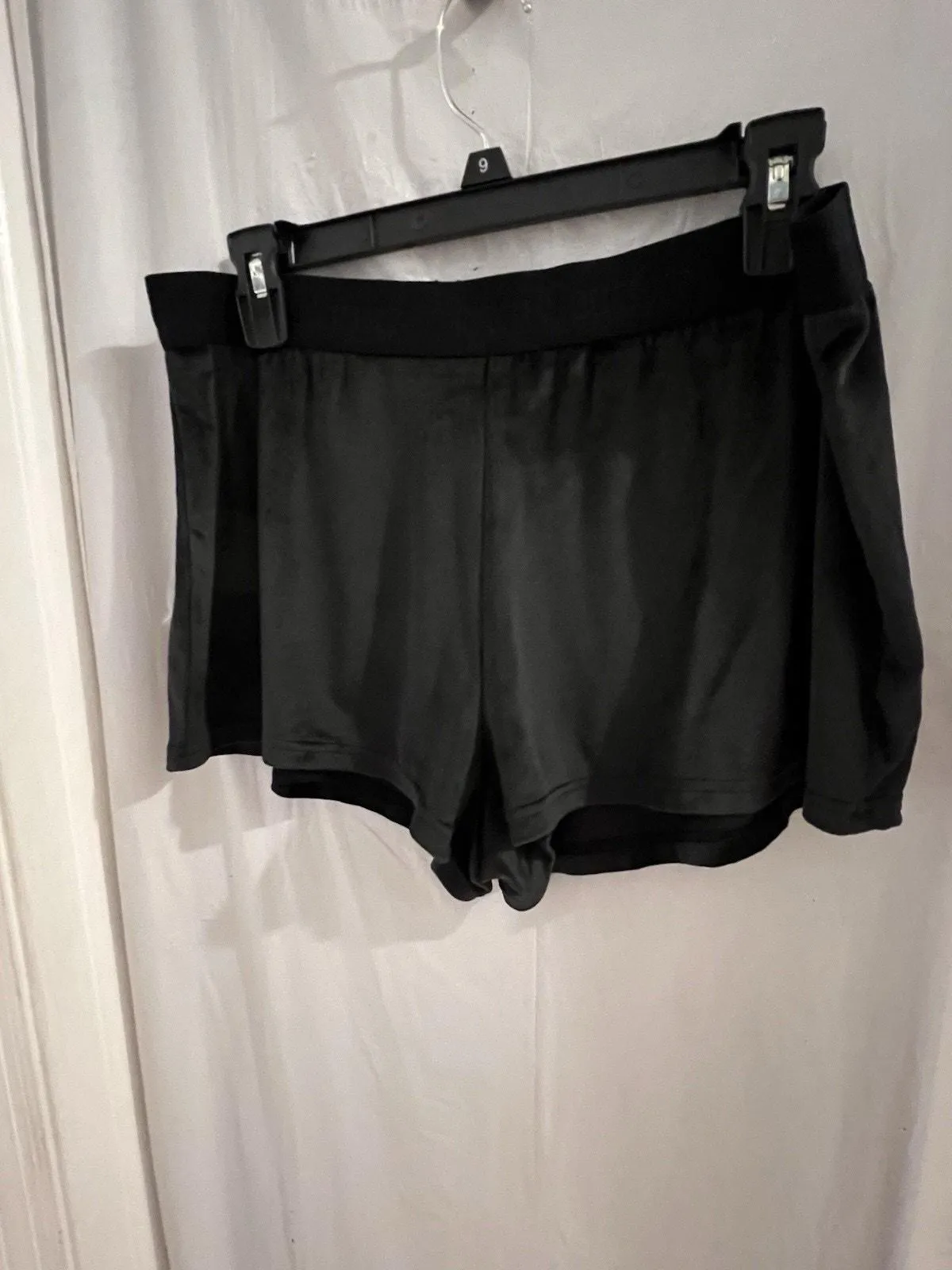 Product image for Juicy Couture Black Velvet Silver Beaded Logo Diamanté Track Shorts Sz Xl - Juicy Couture