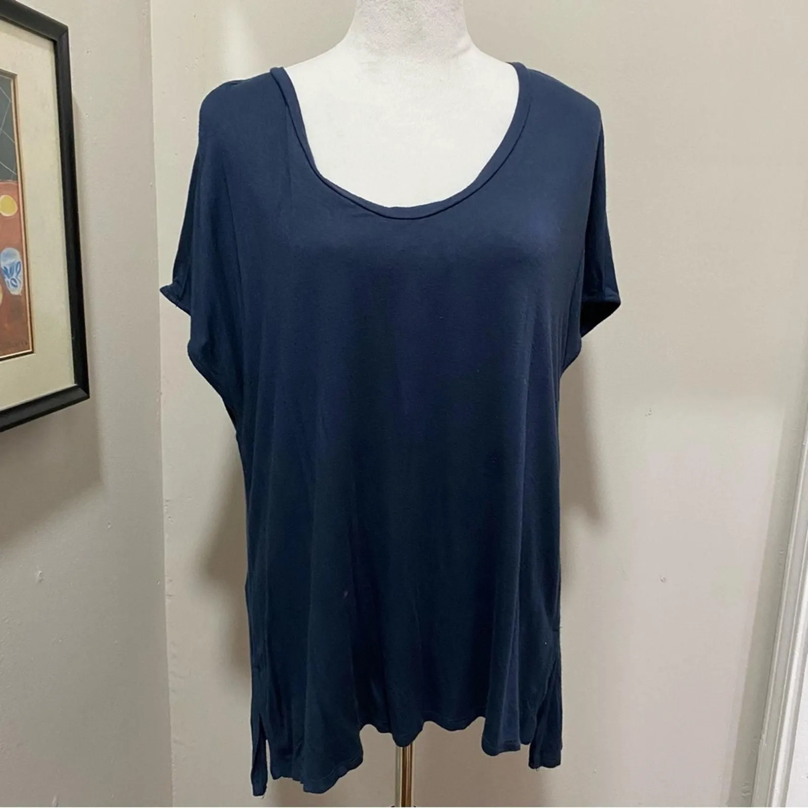 Product image for LOFT Blue Relaxed Fit Top Size Medium Oversized Short Sleeve Tee