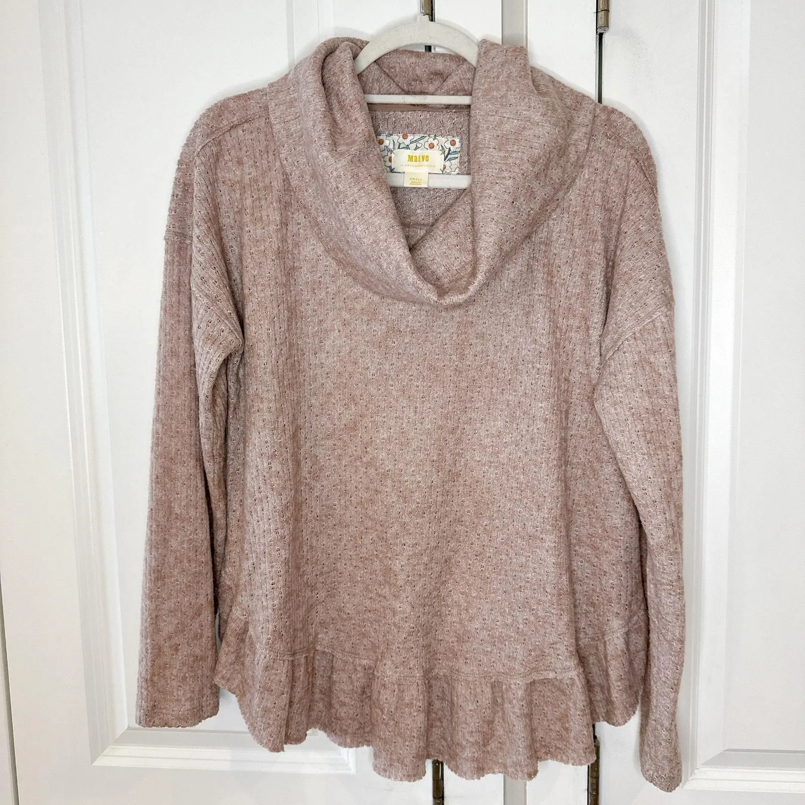 Product image for ANTHROPOLOGIE MAEVE Addie Ruffled Hacci Pullover | Small - pre-owned---good - Anthropologie