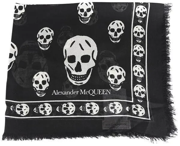 Product image for Alexander McQueen Classic Skull Scarf in Black | Silk Blend | (808532695) | (#663)