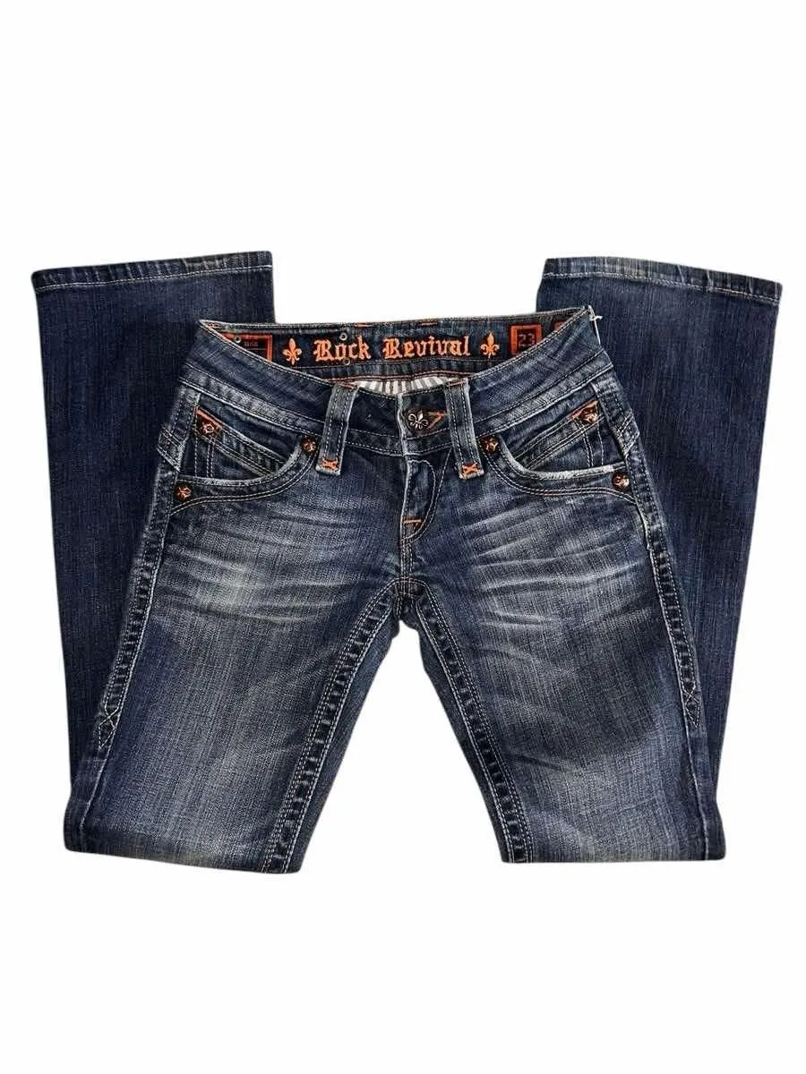 Product image for Rock Revival Women's Bootcut Jeans Size 23 Fleur-de-Lis Pocket Stitching - 23 - Bottoms - pre-owned---good - Rock Revival