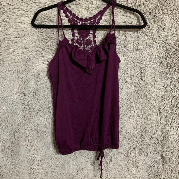 Product image for S purple ruffle crochet top