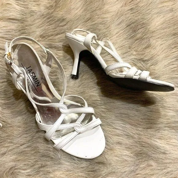 Product image for sz 5 Strappy white heeled sandals