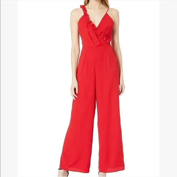 Product image for NWT xs keepsake the label red ruffle jumpsuit
