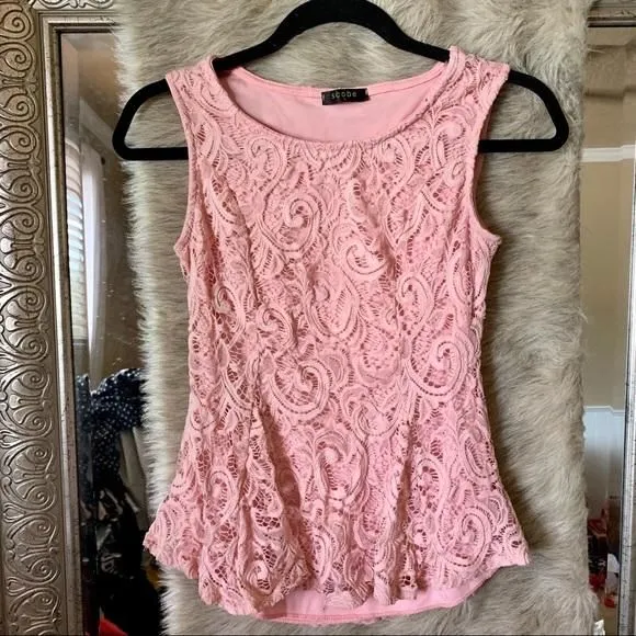 Product image for S pink lace peplum blouse