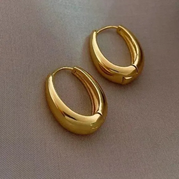 Product image for Oval Gold Tone Hoop Earrings
