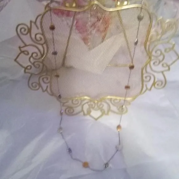 Product image for Beautiful long necklace silver and gold beautiful has a heart on the clasp
