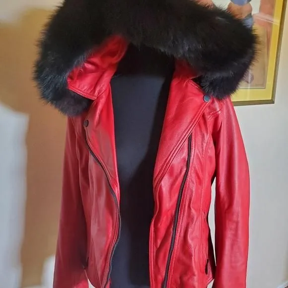 Product image for Red Vintage Genuine Leather Jacket sz L