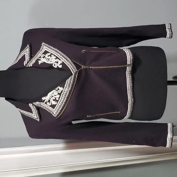 Product image for Lovers + Friends Moonrise Black and White Embroidered Western Style Jacket S NEW