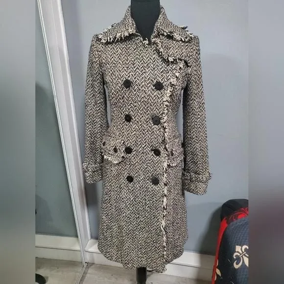 Product image for Banana Republic Black and White Tweed Peacoat XS