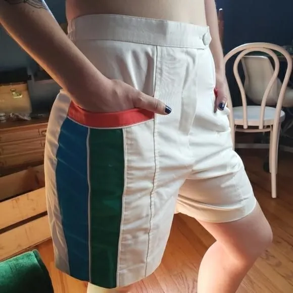 Product image for Vintage David Smith White Colorblock High Rise Shorts