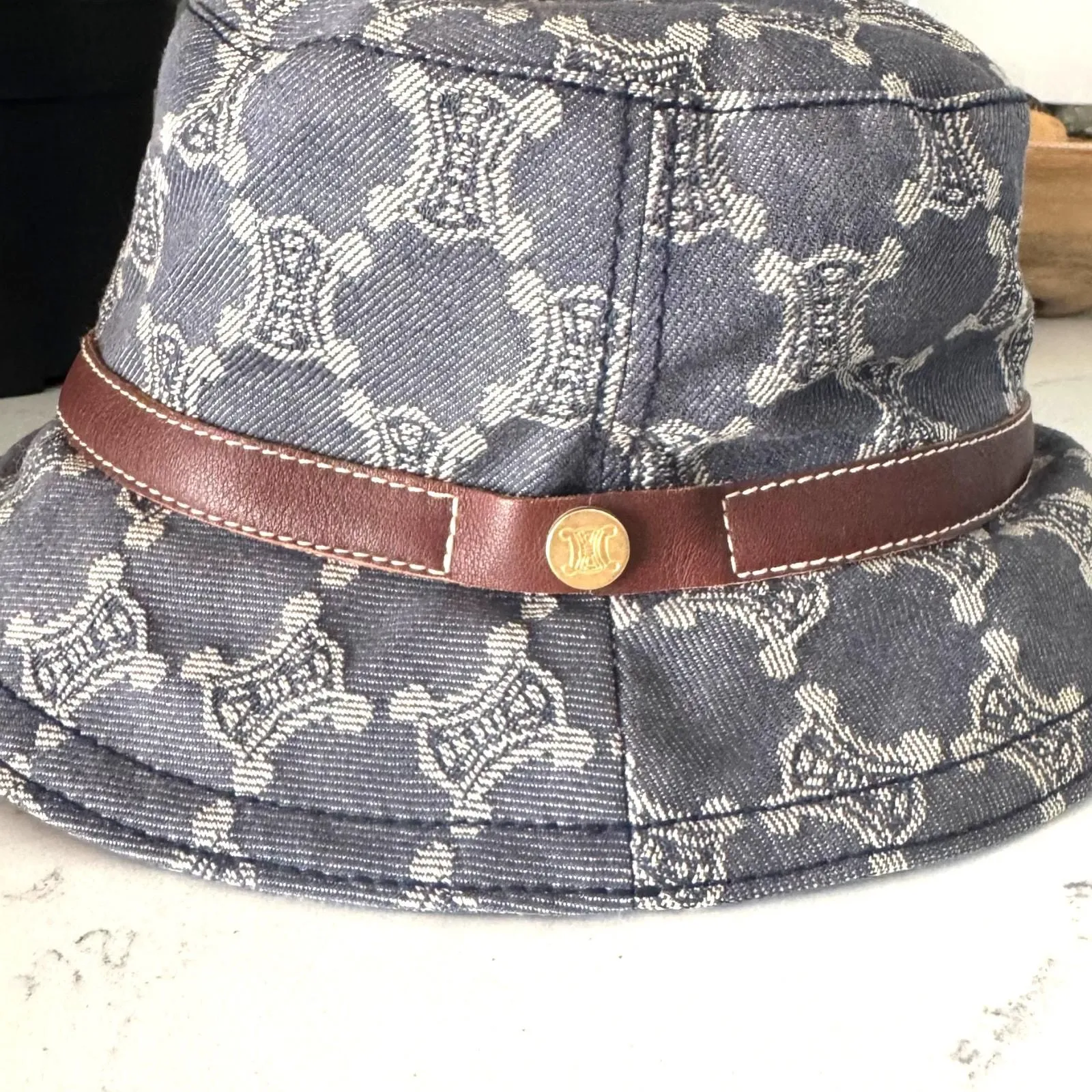 Product image for 674 Celine Macadam Bucket Hat Small Canvas Leather - pre-owned---good - Celine