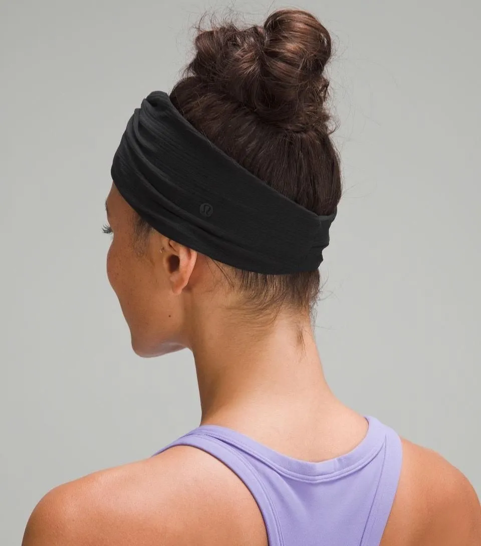 Product image for Lululemon Womens Ribbed Nulu Twist Front Headband Black NWT Sold out in Stores