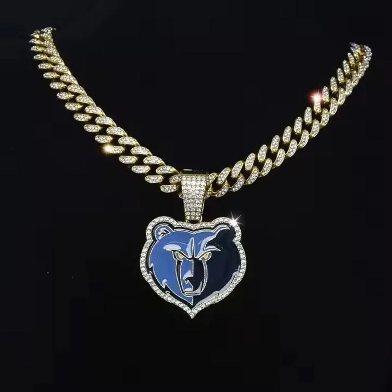 Product image for Necklace Iced Chain Memphis Grizzlies Fan Iced Pendant - new