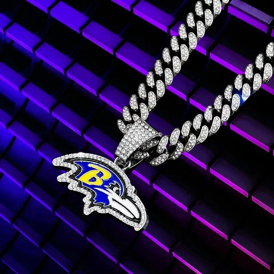 Product image for Necklace Iced Chain Baltimore Ravens Fan Iced Pendant - new
