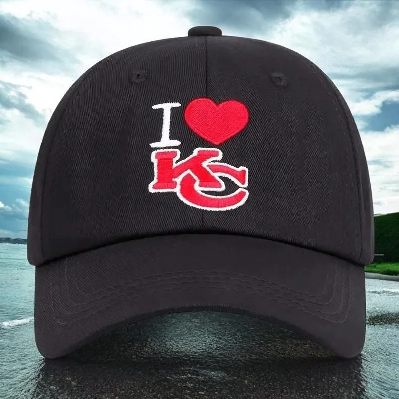 Product image for Cap Men Black Kansas City Cap Black Design with "I Love KC" Hat - new-without-tags - NFL