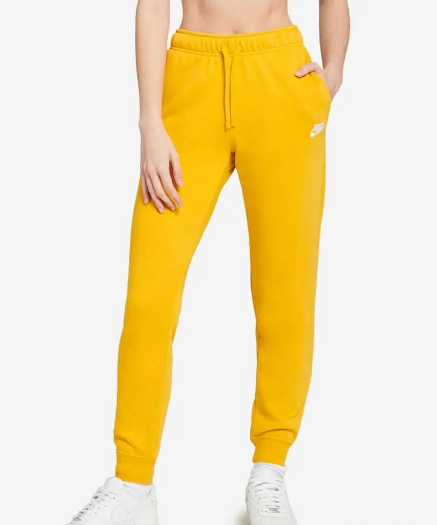Nike Club Fleece Mid-Rise Joggers Yellow Women's Size S DQ5191