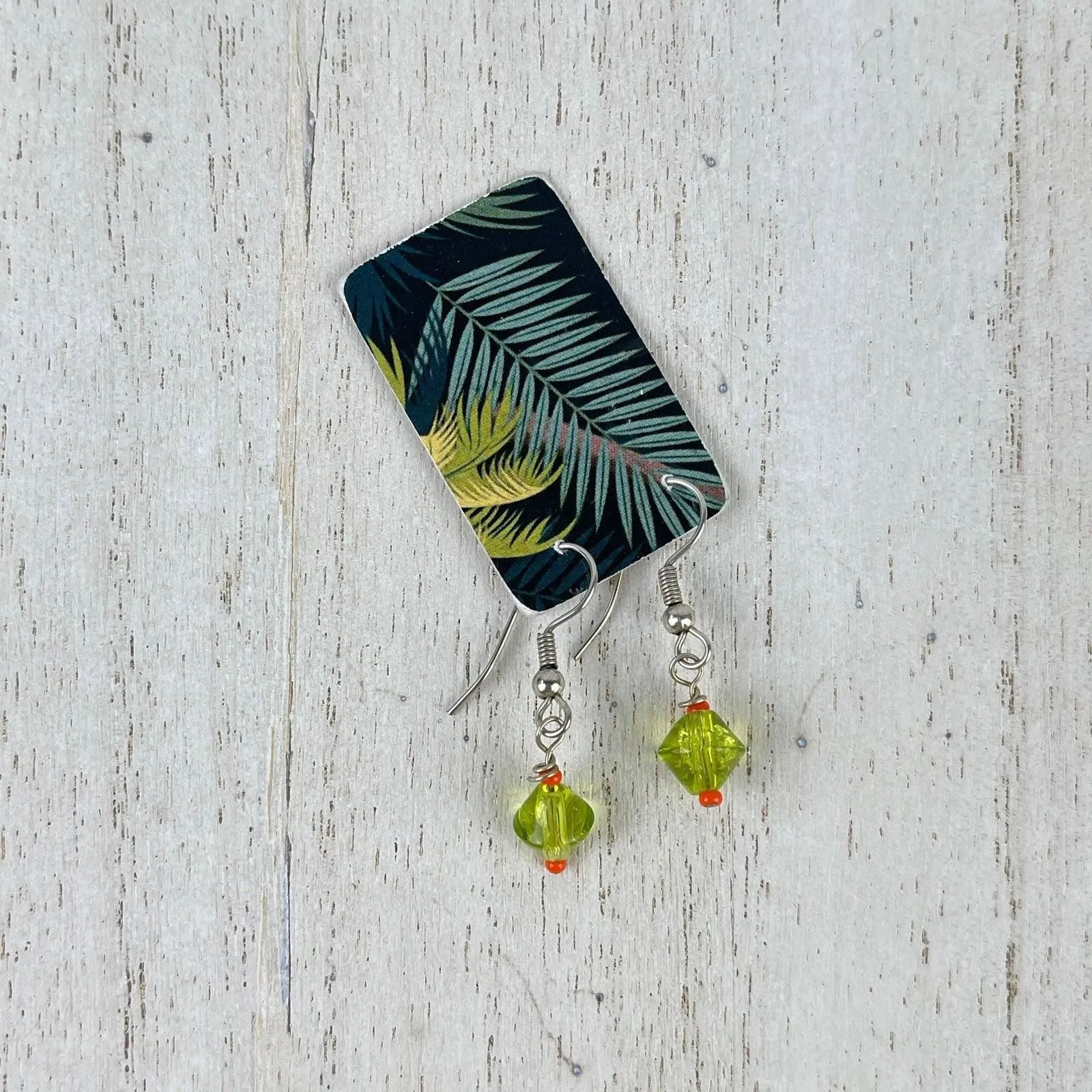 Product image for NWT Handmade Bead Earrings Green Orange Colorful Delicate Bright Dainty Jewelry