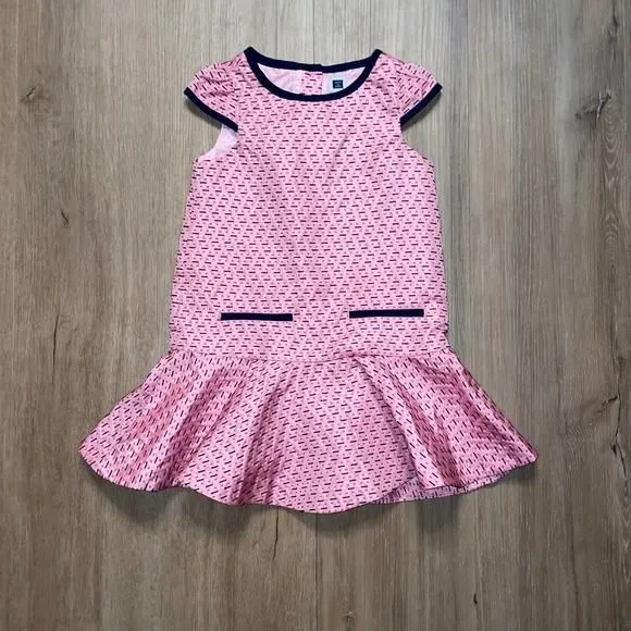 Product image for Janie and Jack Caribbean Rose Pink Navy Jacquard Drop Waist Dress