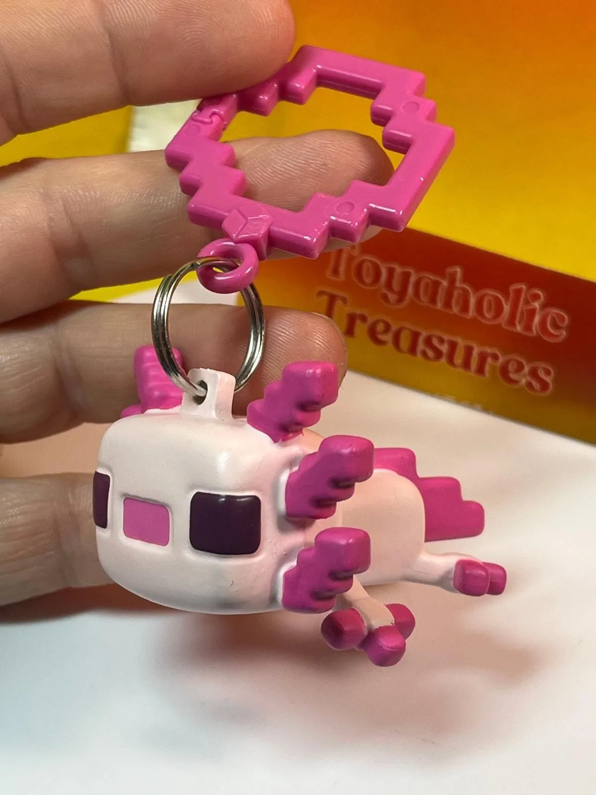 Product image for Mojang Minecraft Axolotl Backpack Hanger Clip-On Keychain